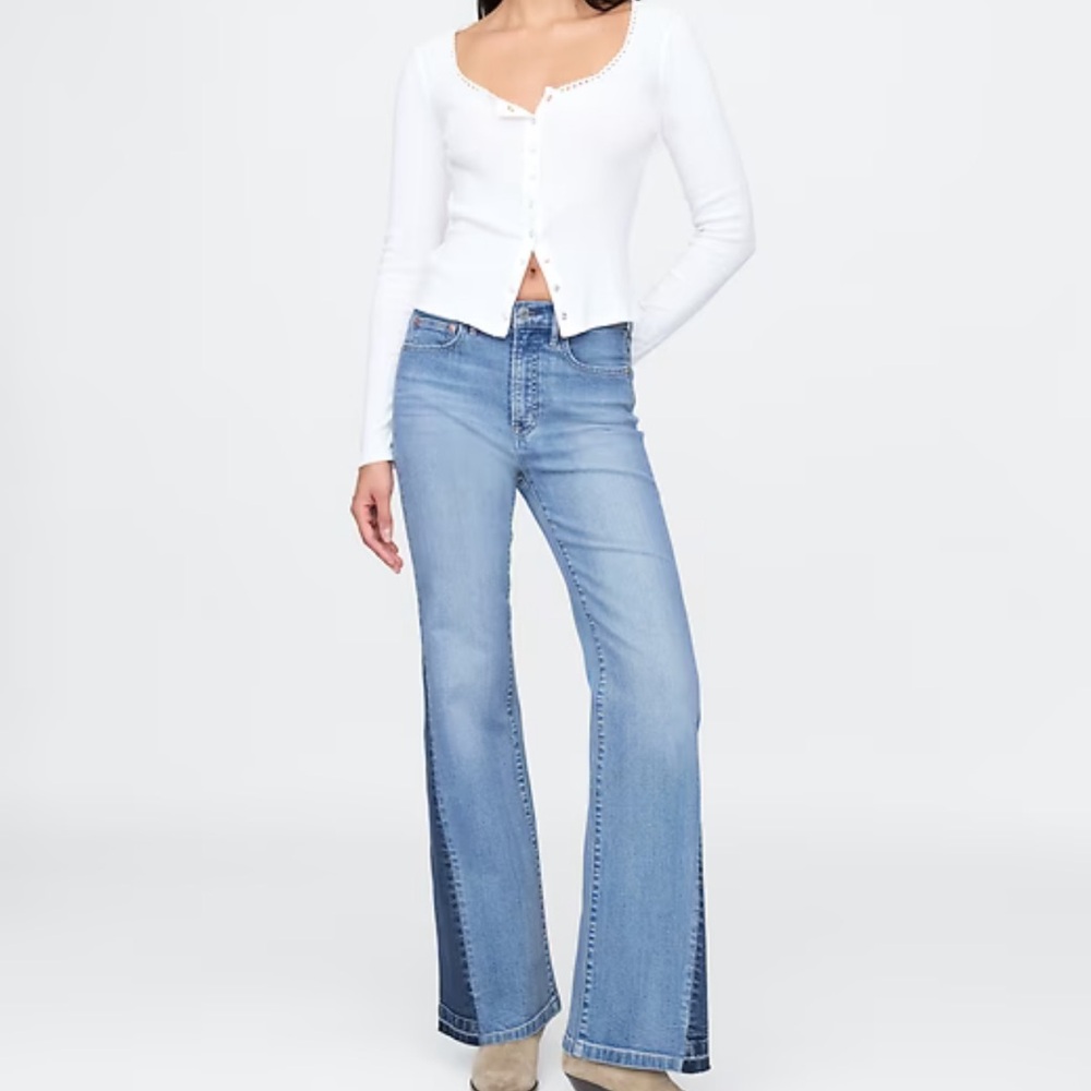 Gap High Rise Patched '70s Flare Jeans